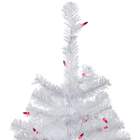 Northlight Pre-Lit Slim Woodbury White Pine Artificial Christmas Tree - 2' - Pink Lights {5}