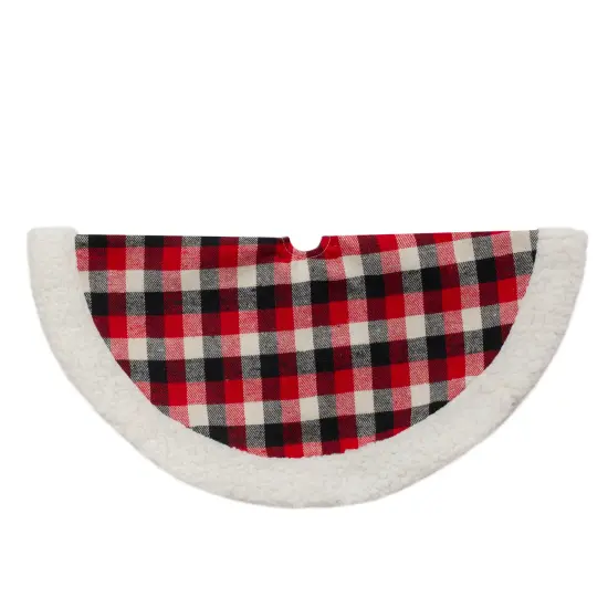 Northlight Plaid Mini Christmas Tree Skirt with High Pile Fleece Trim - 20" Red {1}