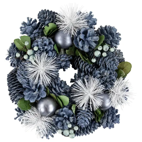Northlight Pinecones, Ornaments and Pine Needles Christmas Wreath - 10" - Blue - Unlit {1}