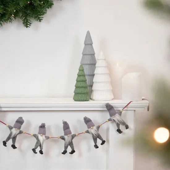 Northlight Knit Gnome Novelty Christmas Garland - 3.5' x 4.5" - Gray - Unlit {3}