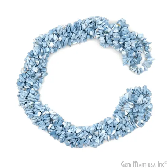 Blue Opal Chip Beads, 34 Inch, Natural Chip Strands, Drilled Strung Nugget Beads, 3-7mm, Polished, GemMartUSA (CHOB-70001) {6}