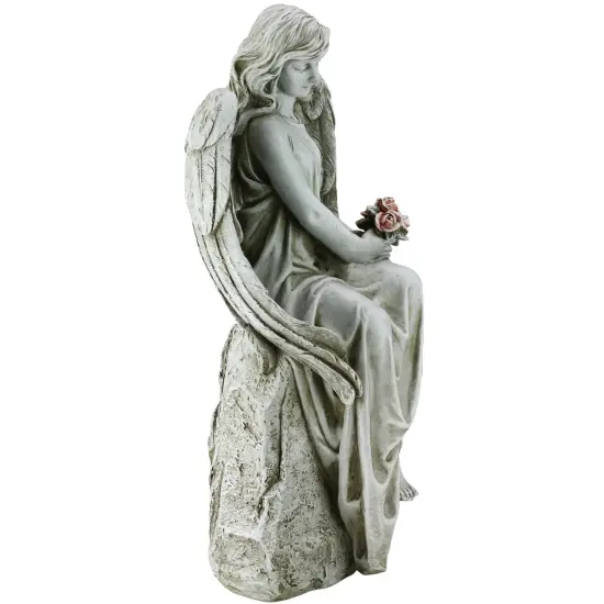 Roman Joseph's Studio Angel with Flowers Outdoor Garden Statue - 17.75" Gray {3}