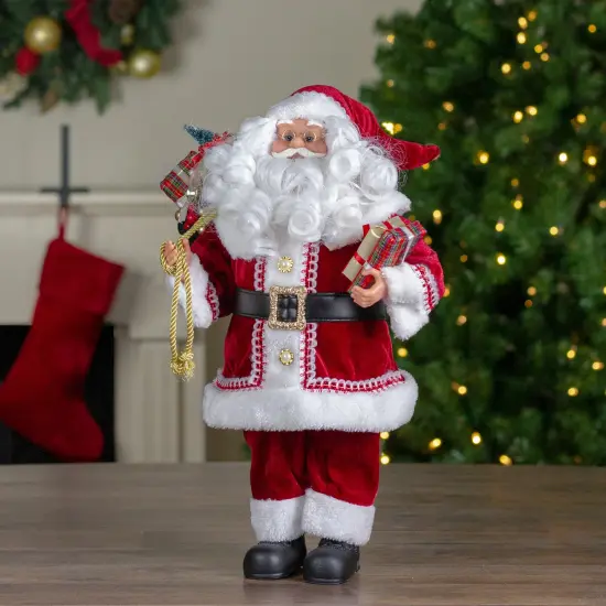 Northlight 18-Inch Standing Curly Beard Santa Christmas Figure with Presents Red {3}