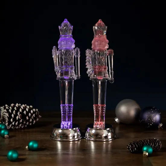 Northlight LED Lighted and Musical Nutcracker Christmas Figurines - 12.5" - Set of 2 Clear {3}