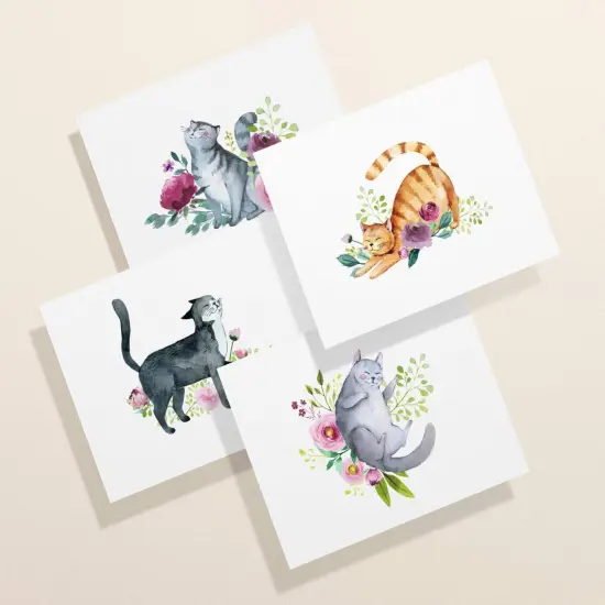 Twigs Paper - Assorted Cat Greeting Cards - Stationery Cards with Envelopes - Thank You Card - Blank Note Cards - Greeting Cards for All Occasions - Made in USA (5.5 x 4.25, Set of 12) {1}