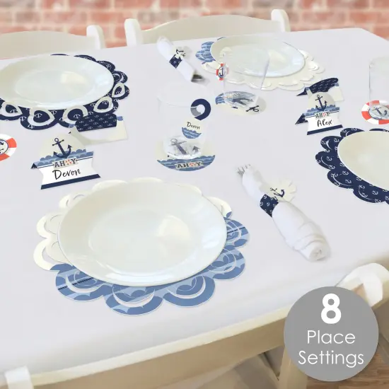 Big Dot of Happiness Ahoy - Nautical - Baby Shower or Birthday Party Paper Charger & Table Decorations Chargerific Kit for 8 {3}