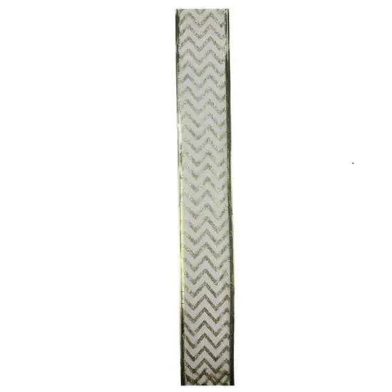 Northlight Sparkling Gold Chevron Wired Christmas Craft Ribbon 2.5" x 10 Yards {3}