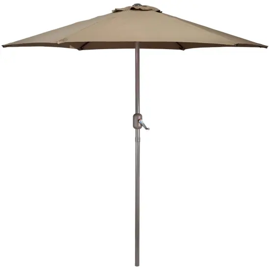 Northlight 7.5ft Outdoor Patio Market Umbrella with Hand Crank, Taupe Brown {1}