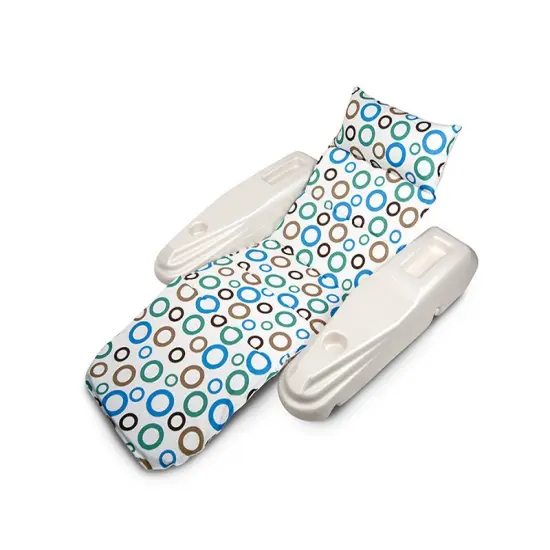 Swim Central 62" White and Blue Rio Sun Mod Dots Adjustable Floating Pool Chaise Lounge {1}