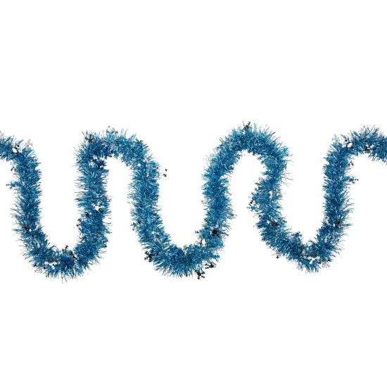 Northlight Tinsel with Snowflakes Artificial Christmas Garland - 12' x 3" - Blue and Silver - Unlit {1}