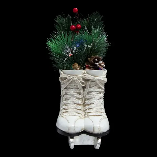 Northlight LED Lighted Ice Skates with Floral Arrangement Christmas Decoration - 12" White {7}