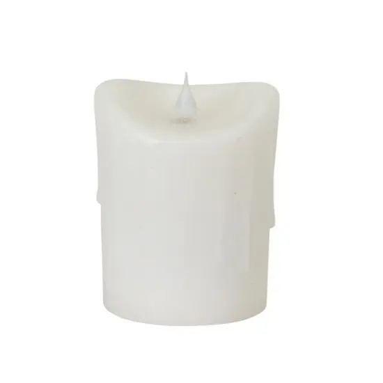 Melrose 5.25" Pre-Lit White Battery Operated Dripping Flameless LED Pillar Candle {1}