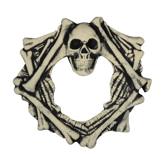 Northlight Skull Head and Bones Halloween Wreath - 18" - Unlit Black {1}