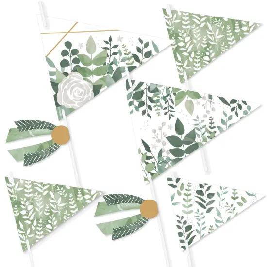 Big Dot of Happiness Boho Botanical - Triangle Greenery Party Photo Props - Pennant Flag Centerpieces - Set of 20 {1}