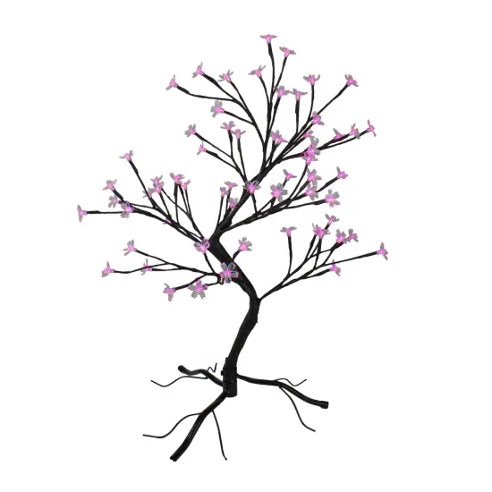 Northlight Pre-Lit Japanese Sakura Blossom Flower Artificial Tree - 25" - Pink and Purple LED Lights Black {3}