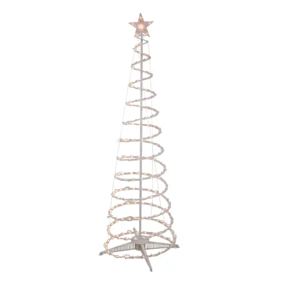Northlight Spiral Cone Tree Lighted Outdoor Christmas Decoration - 6' - Clear Lights White {3}