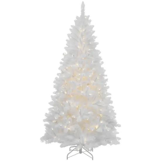 Northlight 7.5' Pre-Lit Iridescent White Alaskan Pine Artificial Christmas Tree - Clear Lights {1}