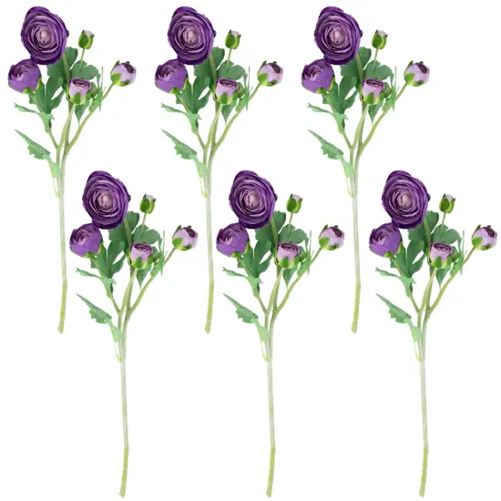 Northlight Real Touch&trade; Purple Ranunculus Artificial Floral Sprays, Set of 6 - 21" {1}