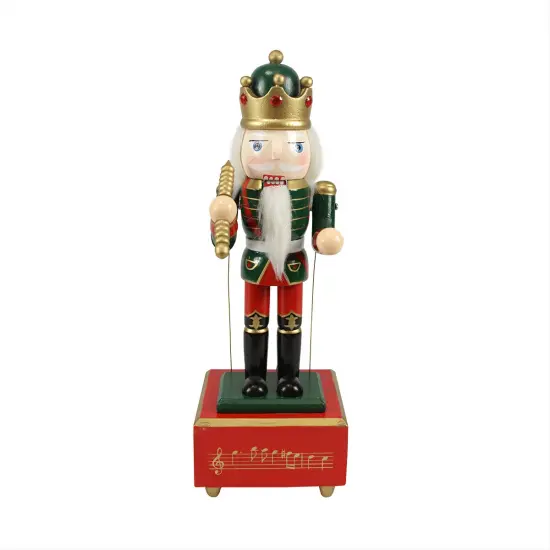 Nutcracker Factory 12" Red and Green Animated King with Scepter Christmas Nutcracker {1}