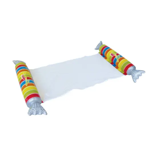 Northlight 57" Inflatable Striped Candy Mesh Swimming Pool Water Hammock Multi {1}