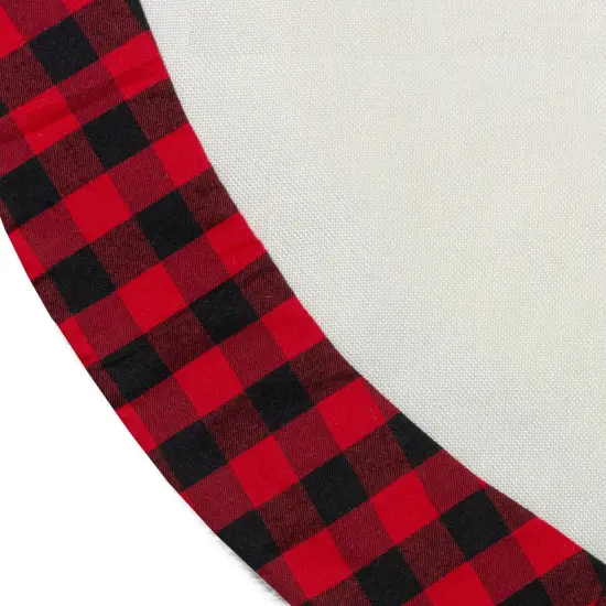 Northlight 48" White, Red and Black Buffalo Plaid Tree Christmas Tree Skirt {4}