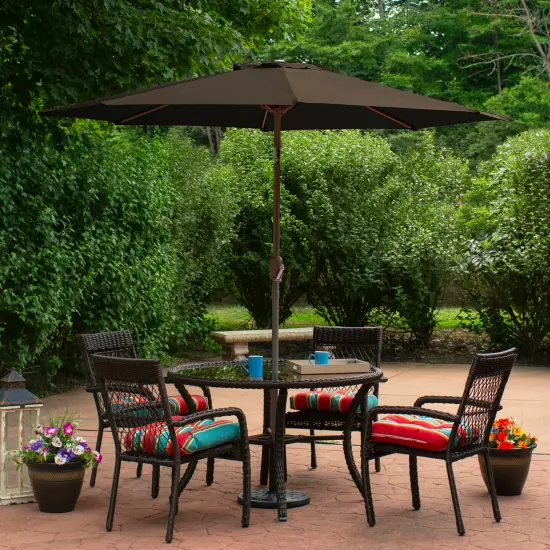 Northlight 9ft Outdoor Patio Market Umbrella with Hand Crank and Tilt, Brown {3}