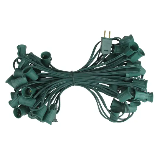 Northlight Commercial Grade C9 Christmas Light Socket Set - 50' Green Wire - 18 Gauge {3}