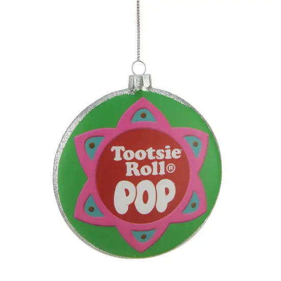 Northlight Round "Tootsie Roll POP" Christmas Disc Ornament - 4" - Green and Pink {1}