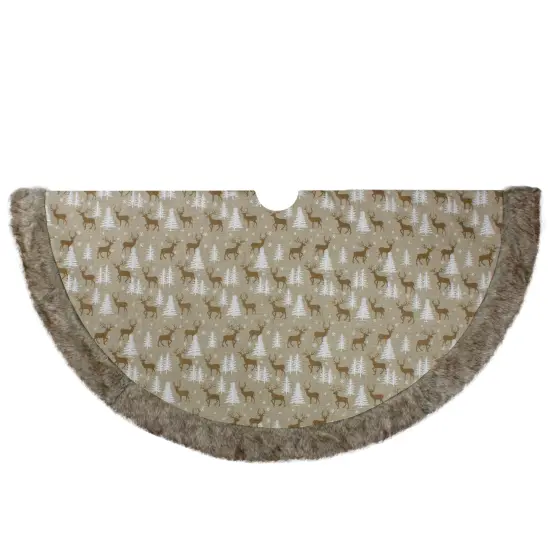 Northlight 48" Green and Brown Knit Deer and Tree Christmas Tree Skirt {3}