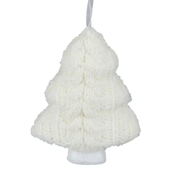 Northlight 6" Cream Cable Knit Christmas Tree Shaped Ornament Ivory {3}