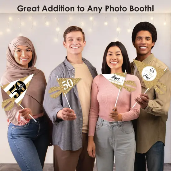 Big Dot of Happiness We Still Do - 50th Wedding Anniversary - Triangle Anniversary Party Photo Props - Pennant Flag Centerpieces - Set of 20 {6}