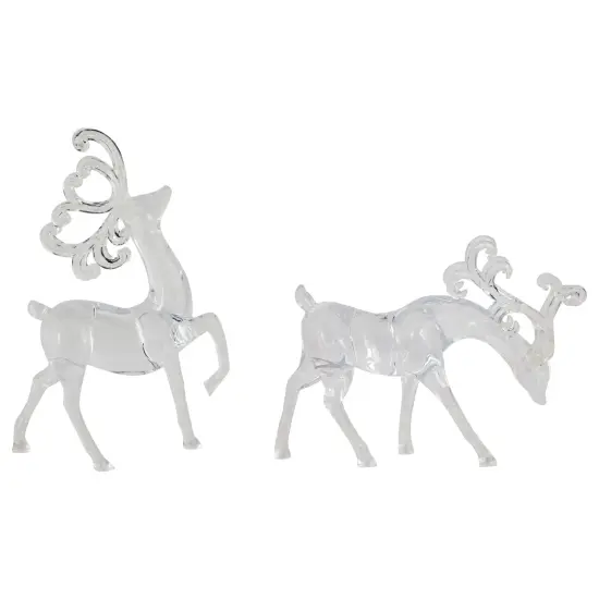 Northlight Standing Reindeer Christmas Figurines - 9.25" - Clear - Set of 2 {1}
