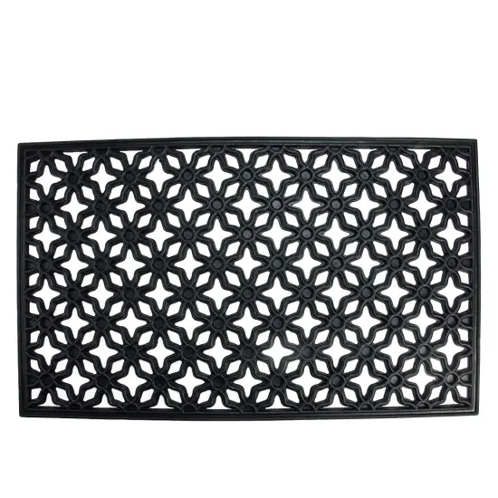 Northlight Elegant Quatrefoil Rectangular Door Mat 30" x 18" Black {1}