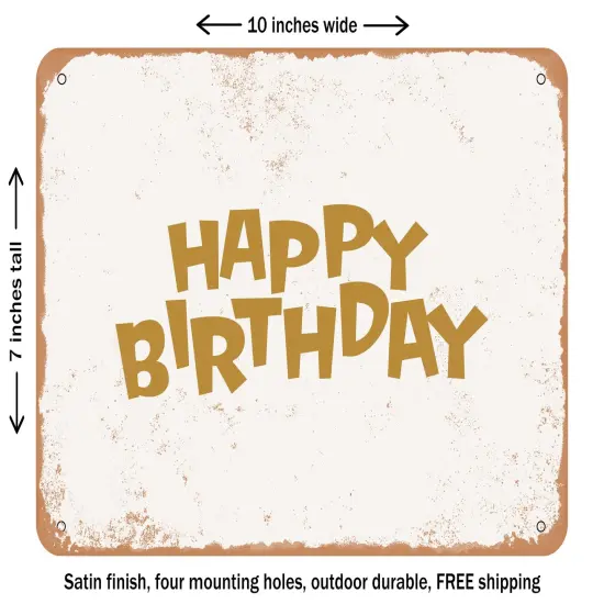 DECORATIVE METAL SIGN - Happy Birthday5 - Vintage Rusty Look {1}