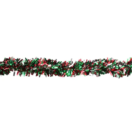 Northlight Boa Wide Cut Tinsel Commercial Christmas Garland - 12' x 4" - Red and Green - Unlit {3}