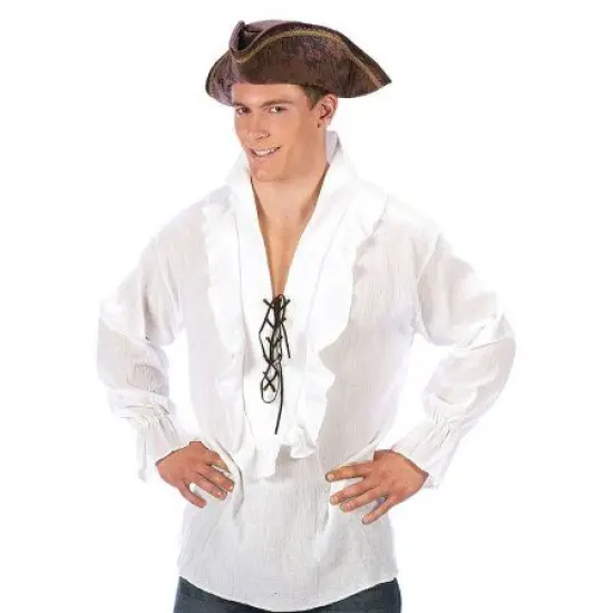 Fun World Men's White Swash Bucklin' Pirate Shirt - One Size {1}