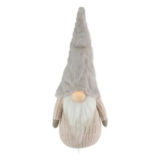 Northlight Lighted Nose and Plush Hat Christmas Gnome Decoration - 10" Beige {1}