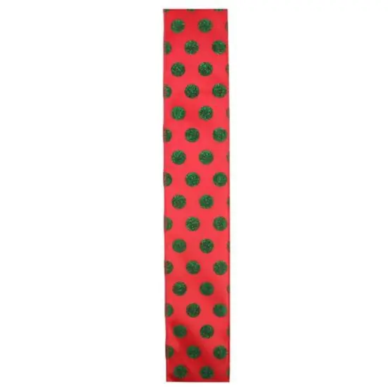 Northlight Shimmering Red and Green Polka Dot Christmas Wired Craft Ribbon 2.5" x 10 Yards {3}