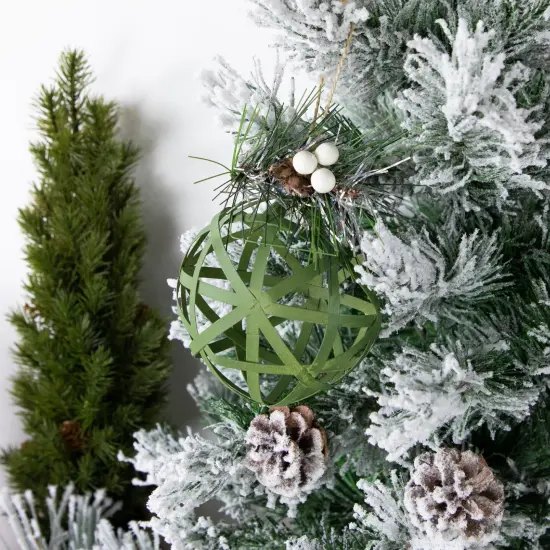 Northlight Hollow Metal Christmas Ball Ornament with Pinecone - 5" - Green {3}