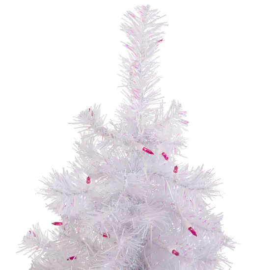 Northlight Pre-Lit Medium Rockport White Pine Artificial Christmas Tree - 2' - Pink Lights {5}