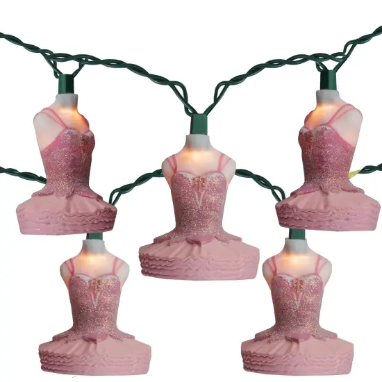 Kurt Adler Ballerina Tutu Christmas Light Set- 8.9ft Green Wire - 10ct Pink {1}