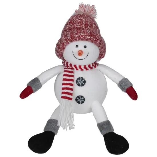 Northlight Sitting Winter Snowman Christmas Decoration - 16" - Red and White {1}