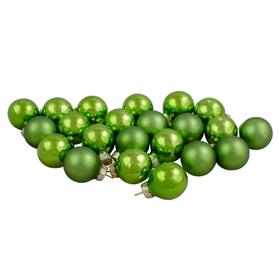 Northlight 24ct Kiwi Green 2-Finish Glass Ball Christmas Ornaments 1" (25mm) {1}