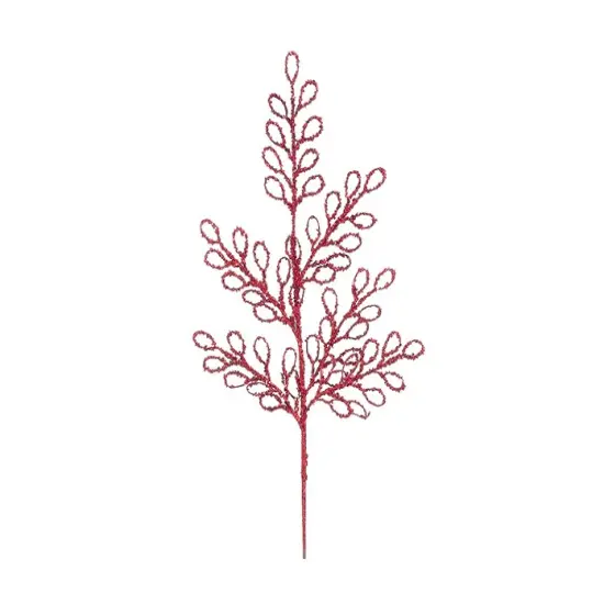 Allstate Glittered Loop Artificial Christmas Pick Spray - 24"- Red {1}