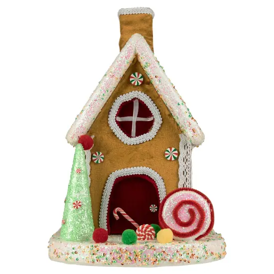 Northlight Gingerbread Glitter Candy House Christmas Decoration - 13" Brown {1}