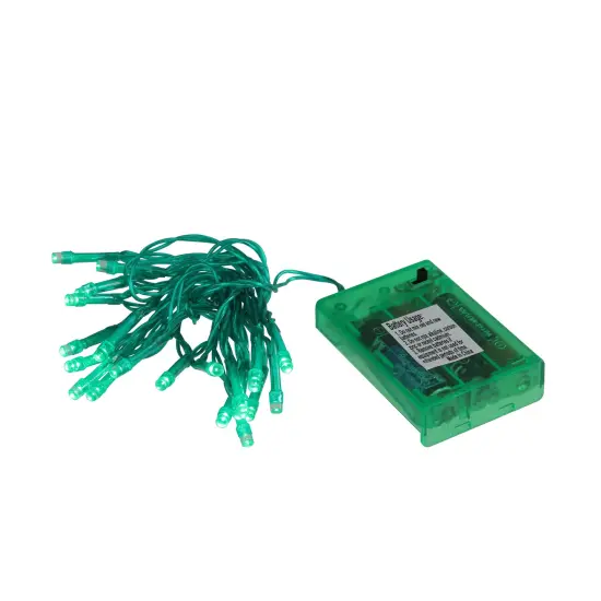 PENN 20 Battery Operated Green LED Wide Angle Mini Christmas Lights - 6.4 ft Green Wire {3}