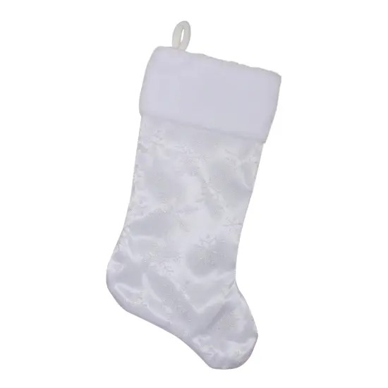 Northlight 20.5" White Iridescent Glittered Snowflake Christmas Stocking {1}