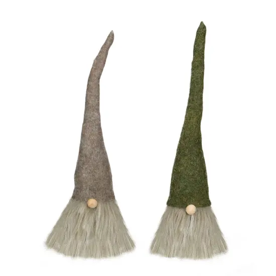 Northlight Christmas Gnome with Pointy Hat Figures - 10.5" - Green and Brown - Set of 2 {1}