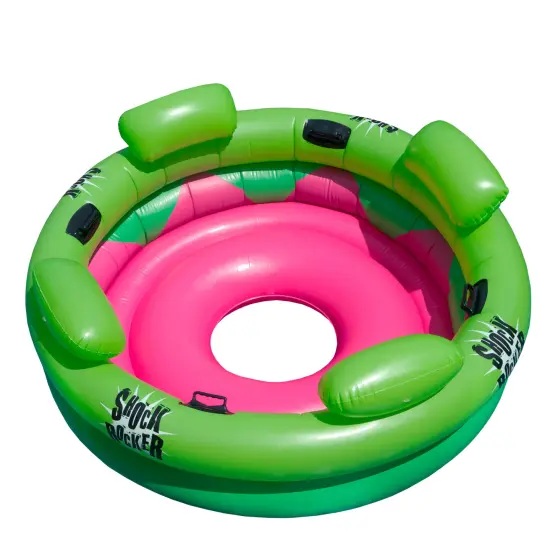 Swim Central 75" Bright Green and Pink Inflatable Shock Rocker Swimming Pool Float {1}