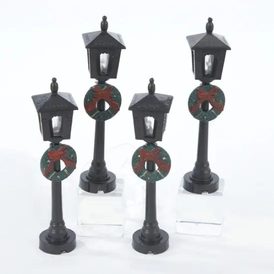 Kurt Adler Lighted Christmas Village Display Street Lampposts - Set of 4 Bronze {1}